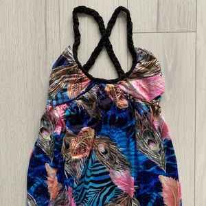 Tropical feather/floral maxi dress